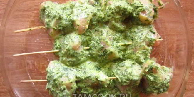 Рецепт куриный шашлык в зеленом маринаде