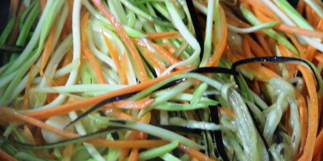 Рецепт шашлычки и спагетти из овощей