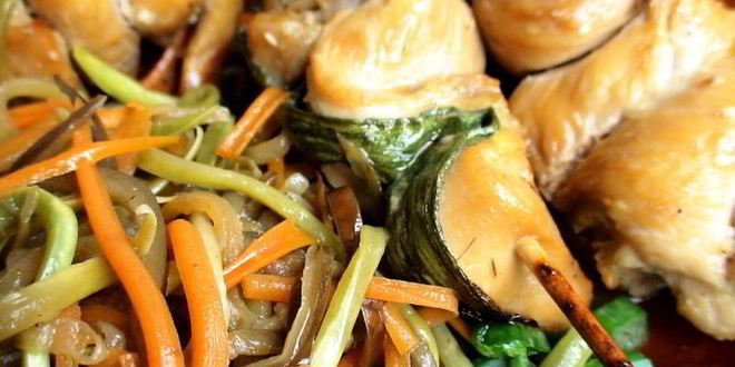 Рецепт шашлычки и спагетти из овощей