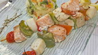 Рецепт Шашлычки из гребешков с овощами