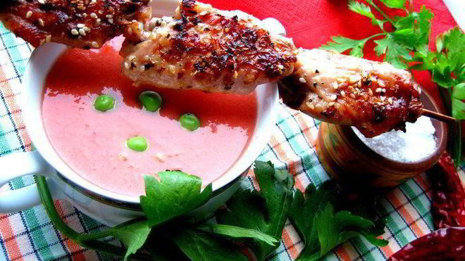 Рецепт Шашлычки из крылышек и томатный соус