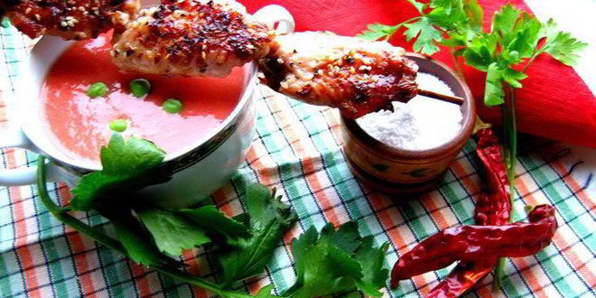 Рецепт шашлычки из крылышек и томатный соус