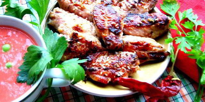 Рецепт шашлычки из крылышек и томатный соус