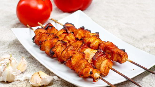 Рецепт Шашлычки из куриного филе и ананасов