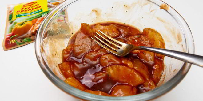 Рецепт шашлычки из куриного филе и ананасов