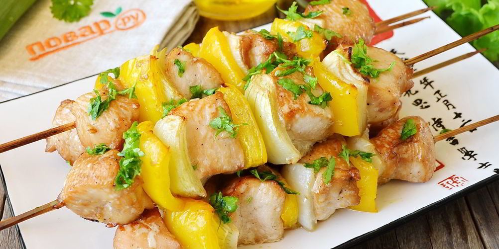 Рецепт шашлычки из гребешков с овощами