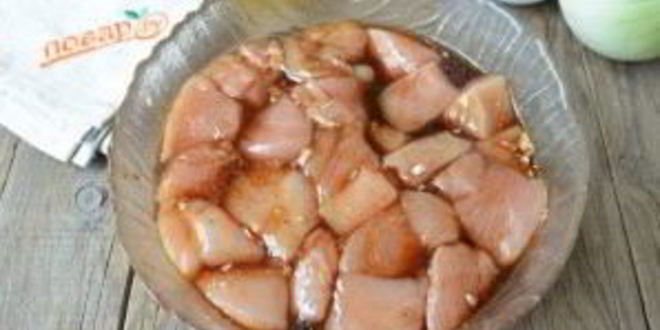 Рецепт шашлычки из курицы в меду с овощами