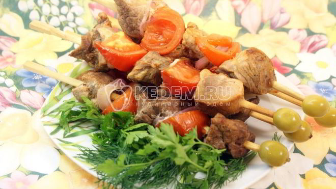 Рецепт Шашлычки с помидорками в лимонном маринаде