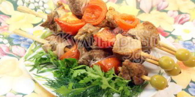 Рецепт шашлычки с помидорками в лимонном маринаде