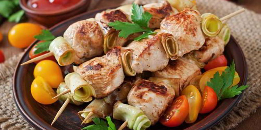 Рецепт шашлык из курицы с овощами