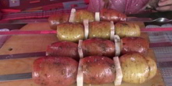 Рецепт шашлык из картофеля с салом