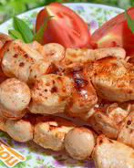 Шашлык из курицы с сосисками