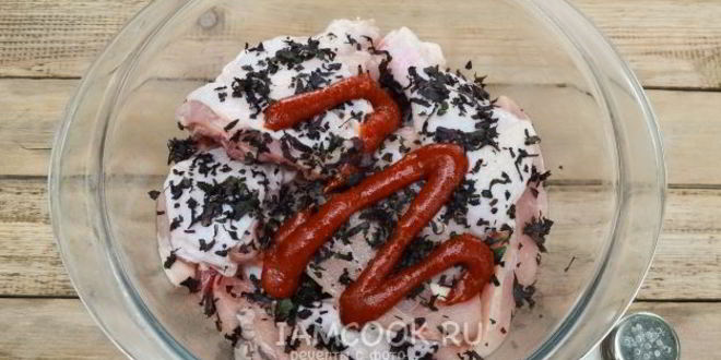 Рецепт шашлык из курицы в томатном соусе с базиликом