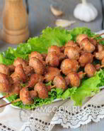 Шашлык из шампиньонов, маринованных в майонезе