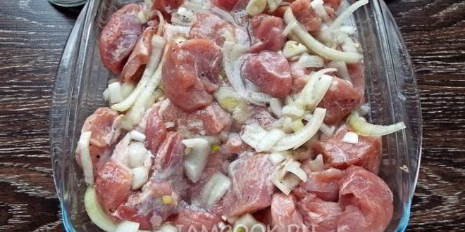 Рецепт шашлык из свинины с лимоном и луком