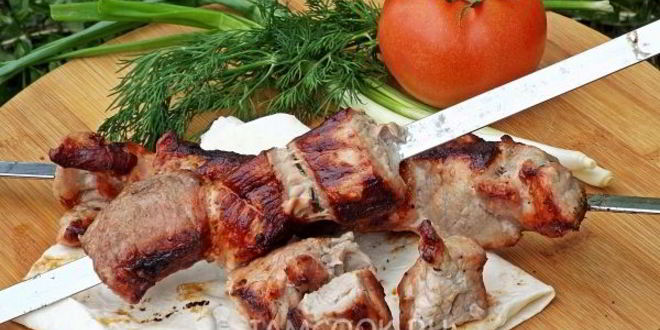 Рецепт шашлык из свинины с лимоном и луком