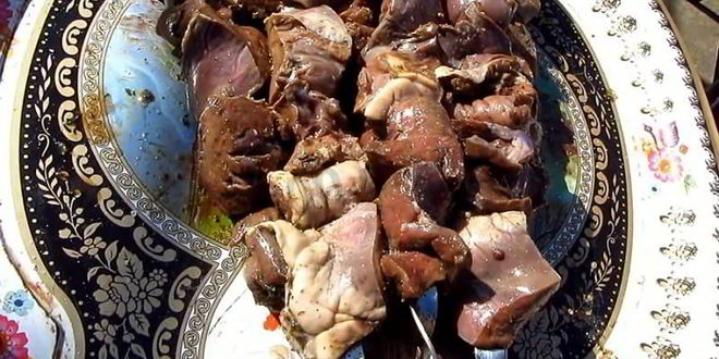 Рецепт шашлык из свиного сердца