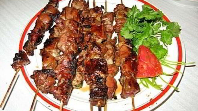 Рецепт Шашлык из свиной печени со шпиком