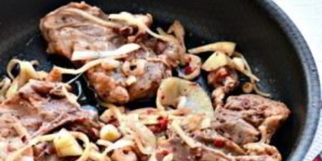 Рецепт шашлык из телятины на сковороде