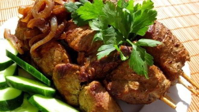 Рецепт Шашлык на сковороде из свинины