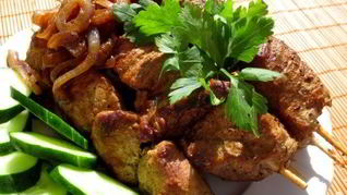 Рецепт Шашлык на сковороде из свинины