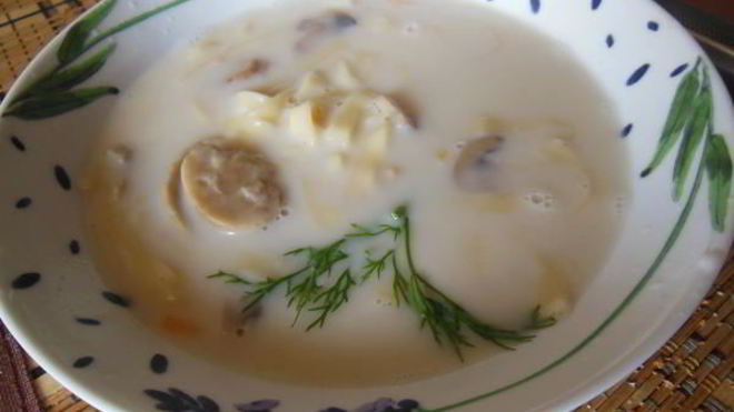 Рецепт Сырная лапша с шампиньонами