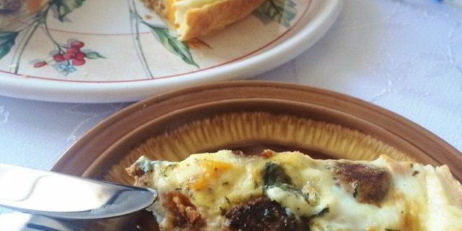 Рецепт киш с тефтелями, тыквой и сыром дор блю