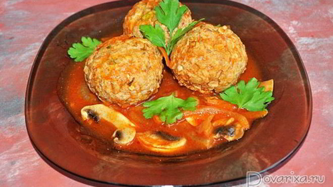 Рецепт Тефтели с грибами в томатном соусе