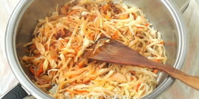 Рецепт вареники с жареной капустой
