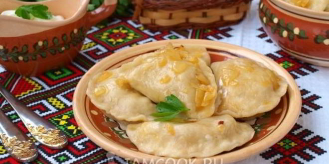 Рецепт вареники с жареной капустой