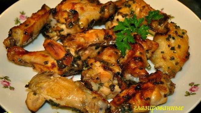 Рецепт Куриные крылышки глазированные кленовым сиропом