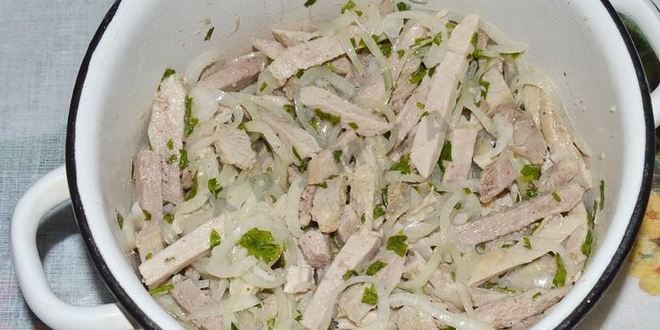 Рецепт деревенский свадебный салат из свинины