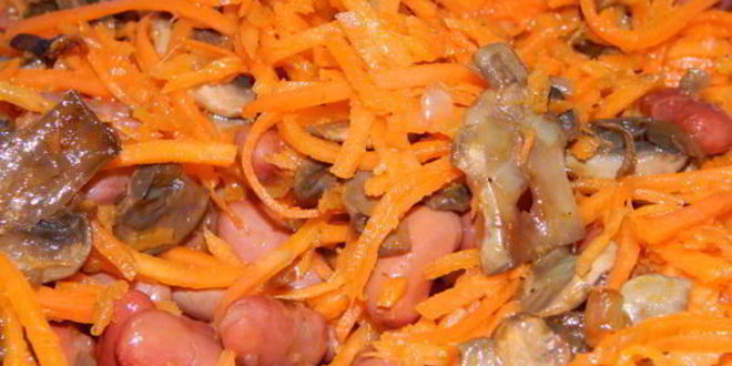 Рецепт морковный салат с фасолью и грибами