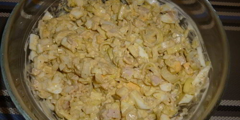 Рецепт салат с огурцами и ветчиной