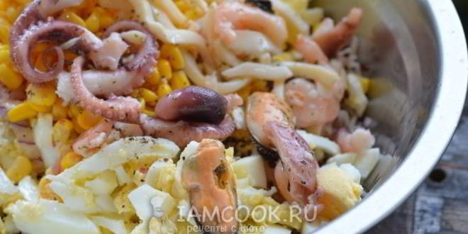 Рецепт рисовый салат с морепродуктами