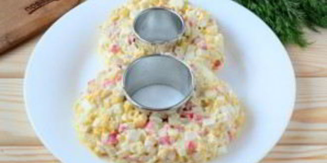 Рецепт салат 8 марта с крабовыми палочками