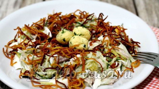 Рецепт Салат Гнездо глухаря с мясом