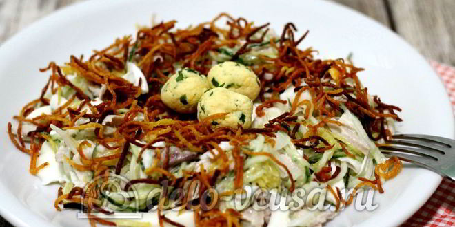 Рецепт салат гнездо глухаря с мясом