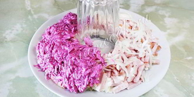 Рецепт салат гранатовый браслет со свининой