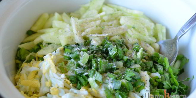 Рецепт салат из черемши с огурцами