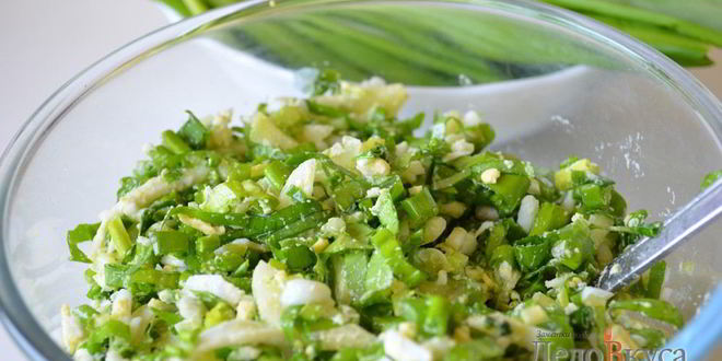 Рецепт салат из черемши с огурцами