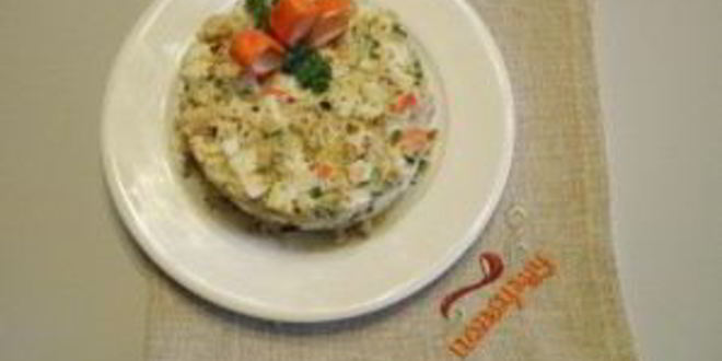 Рецепт салат из крабовых палочек и печени трески