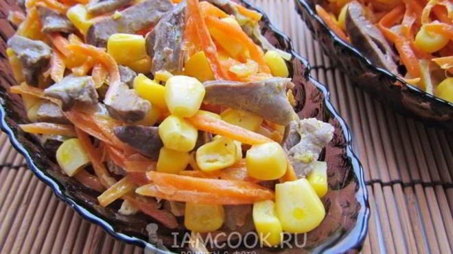 Рецепт Салат из куриных сердечек