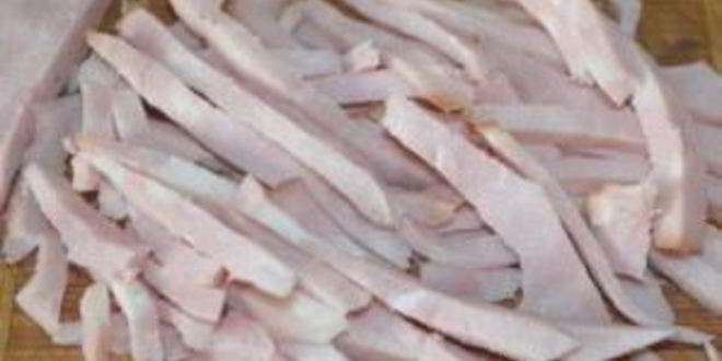 Рецепт салат из ветчины и сыра