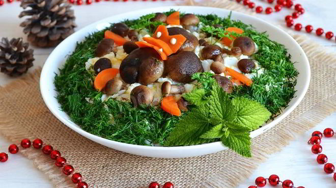 Рецепт Салат Лесная Поляна с опятами