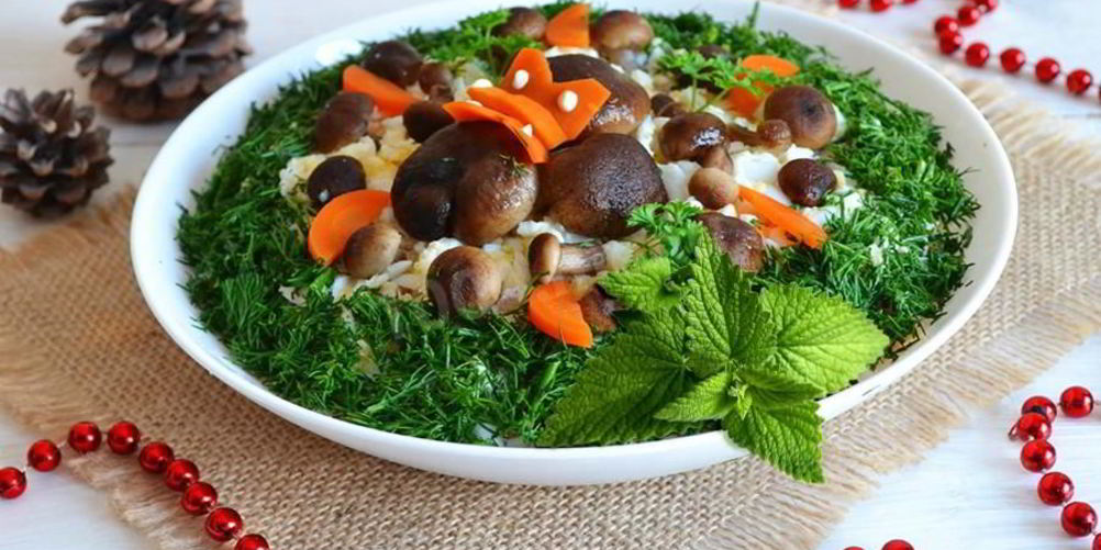 Как приготовить салат лесная поляна с опятами