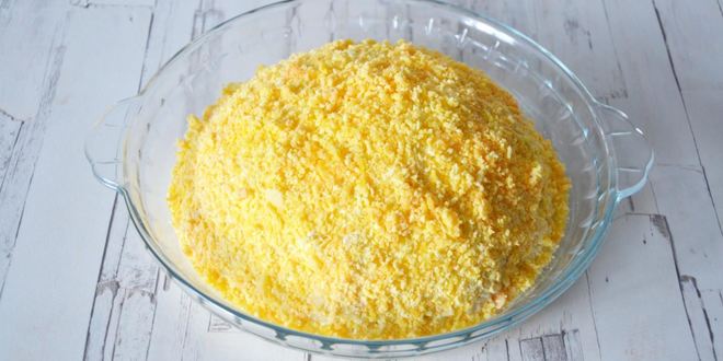 Рецепт салат одуванчик с красной рыбой