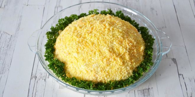 Рецепт салат одуванчик с красной рыбой