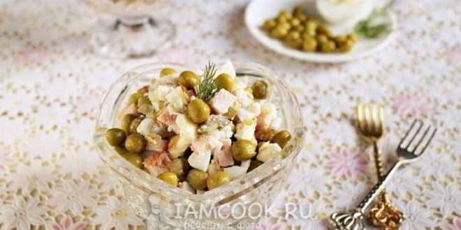 Рецепт салат с горошком и яйцом