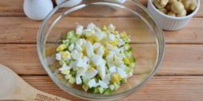 Рецепт салат с говяжьим языком и грибами